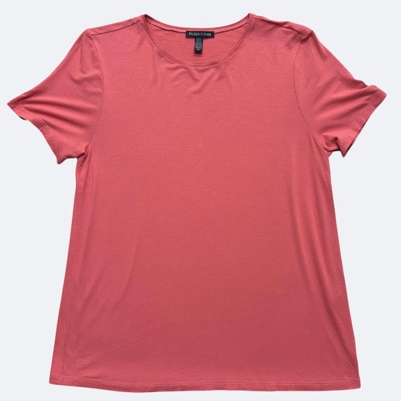 Eileen Fisher Tops - Eileen Fisher Shirt Women S Melon Pink Crew Neck Short Sleeve Viscose Jersey Tee